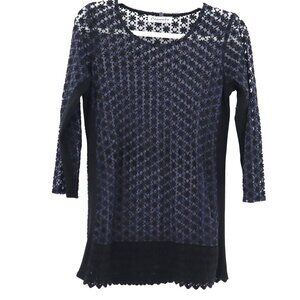 Caamaño Mesh Lace Top Womens M Black Dark Feminine Ethereal Coquette Airy Indie